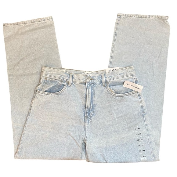 PacSun Baggy Straight Leg Jeans Light Indigo Blue Denim Mens Size 32x32 - Picture 5 of 14